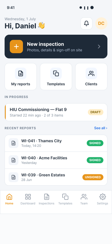 Maintivo app screen