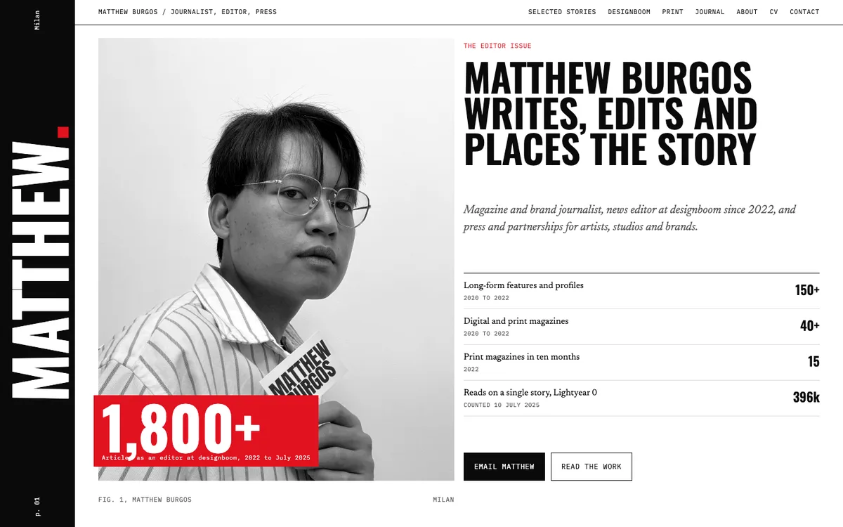 Matthew Burgos website, desktop view